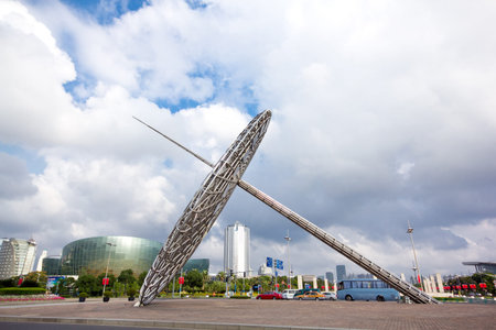 riguiï¼ŒAsian, Oriental, city, sculpture, construction, landscape, sky, transportation, time,