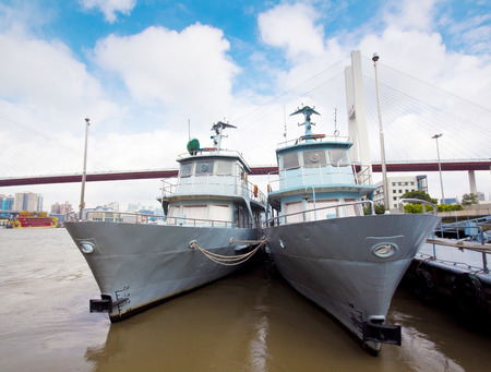 A commercial  boat in dockの写真素材