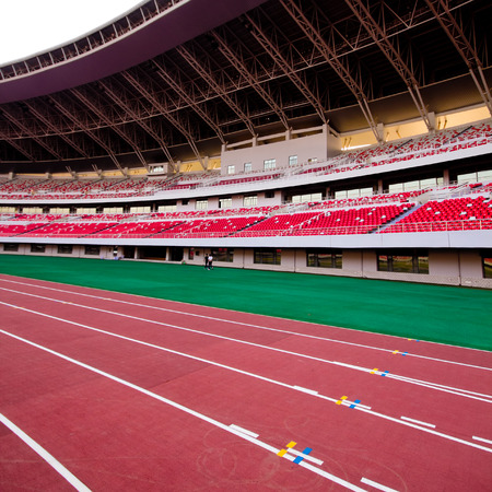 number 1 2 3 on race track in stadiumのeditorial素材