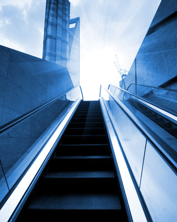 escalator in the outdoor under the sun, urban abstract landscapeのeditorial素材