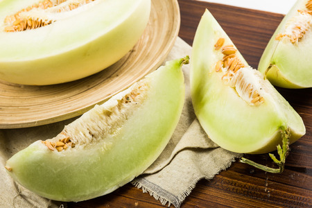 Close up view of melon fruitの写真素材