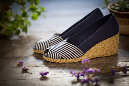 Close up view of a pair of wedgesの写真素材