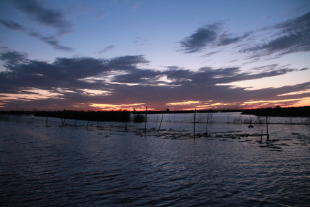 Sunset Lake sceneryの写真素材