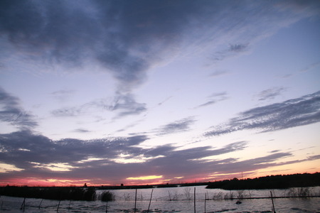 sunset Lake sceneryの写真素材