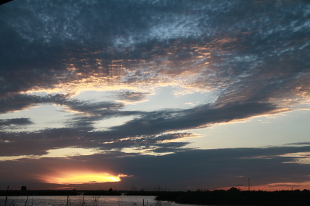 lake landscape view during sunsetの写真素材