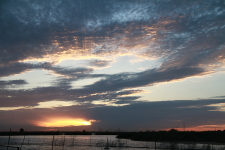 sunset Lake sceneryの写真素材