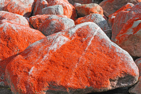 Close up of red stones in the mountain area of southwest Chinaの写真素材