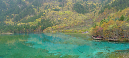 Dramatic scene in Jiuzhaigou Valley, Sichuan Province, Chinaの写真素材