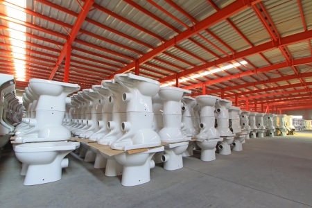 LUANNAN COUNTY OF HEBEI PROVINCE - OCTOBER 23  Ceramic closestool products in a warehouse of the ZhongTong Ceramics Co , Ltd  On October 23, 2012, Luannan county, Hebei Province, China  の写真素材