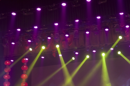 stage lights colorful in a nightclub venueの写真素材