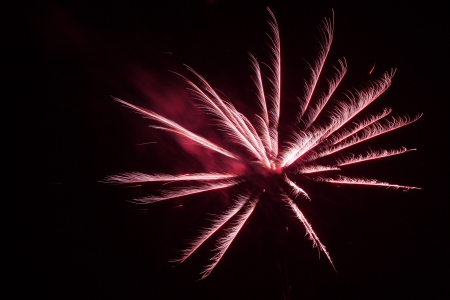 fireworks in the night sky on chinese new yearの写真素材