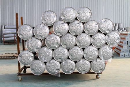 solar energy heat collecting barrel in a factory の写真素材