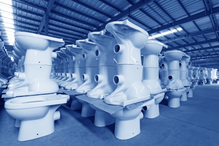 Ceramic close stool products in a warehouse 
の写真素材