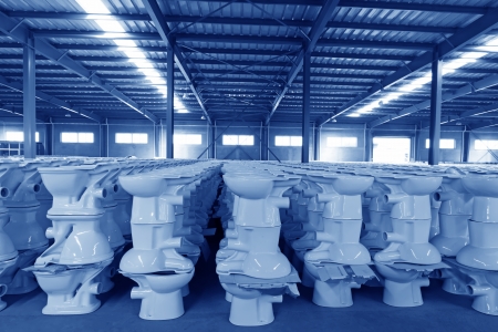 Ceramic close stool products in a warehouse 
の写真素材