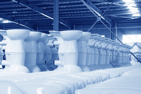 Ceramic close stool products in a warehouseの写真素材