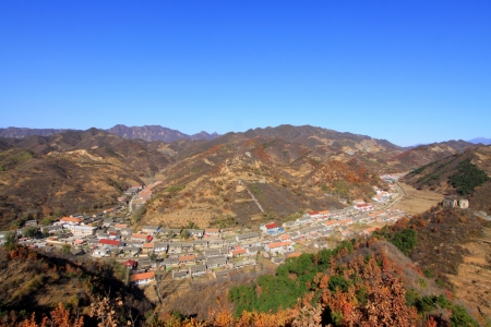 residential building in mountainous area in north chinaの写真素材