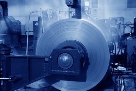 Hot rolled strip steel products in the production lineの写真素材