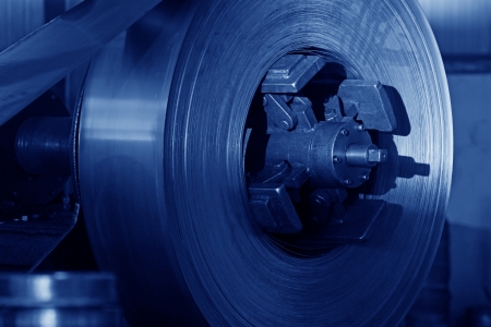 Hot rolled strip steel products in the production lineの写真素材