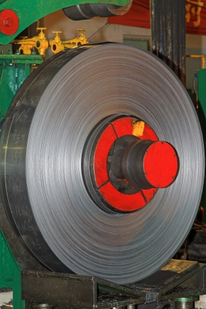 Hot rolled strip steel products in the production lineの写真素材