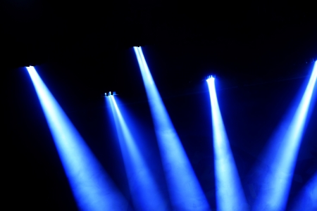 stage lighting effect in the darkness, closeup of photoの写真素材