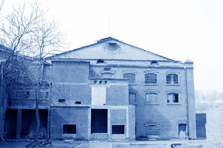 abandoned building in a factory, closeup of photo