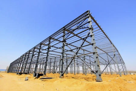 industrial production workshop roof steel beam in a factoryのeditorial素材