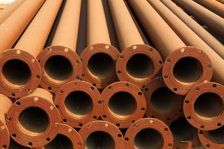 seamless steel tube cross section in a construction site 