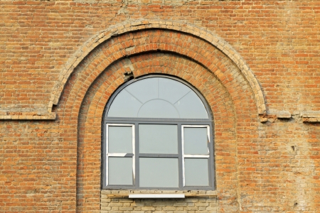 old windows on the buildings, closeup of photoの写真素材