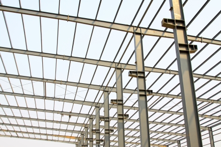 industrial production workshop roof steel beam in a factoryの写真素材