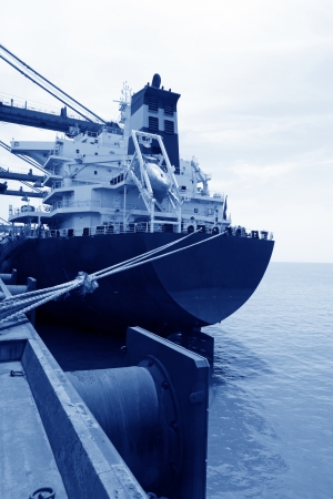 Cargo ships in the  vicinity of a wharf, north china の写真素材