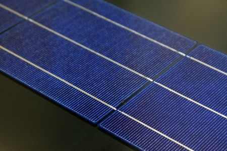 closeup of Solar photovoltaic panelsの写真素材