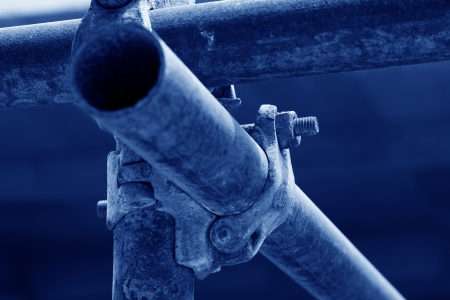 rusty metal scaffolding elements, closeup shotの写真素材
