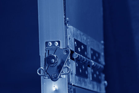 metal door lock, closeup shot