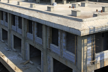 concrete pouring building, closeup of photoの写真素材
