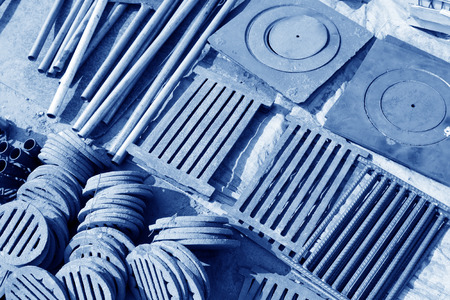 pig iron casting stoves in a shopの写真素材