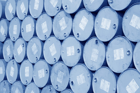 oil drums stacked together in a yard, north chinaのeditorial素材