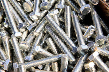 new bolts stacked together in a shop