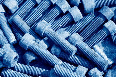 Oxidation of rusty metal parts, closeup of bolts の写真素材