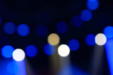 lights blur effect in the darkの写真素材