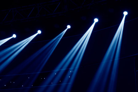 stage lighting effect in the dark, closeup shot 
