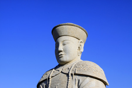 ZUNHUA - DECEMBER 15: The civil official stone carving, in the Eastern Tombs of the Qing Dynasty, on december 15, 2013, ZunHua, hebei province, China. のeditorial素材