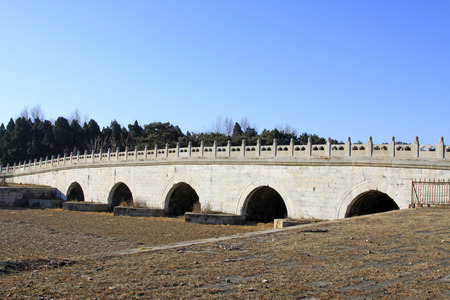 ZUNHUA - DECEMBER 15: The Five holes bridge landscape architecture, in the Eastern Tombs of the Qing Dynasty, on december 15, 2013, ZunHua, hebei province, China. のeditorial素材