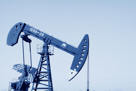 CAOFEIDIAN - DECEMBER 1: The crank balanced beam pumping unit in the JiDong oilfield, on December 1, 2013, caofeidian, hebei province, China. のeditorial素材