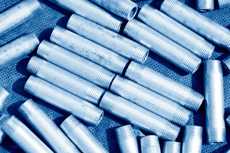 short metal pipes with external threadの写真素材