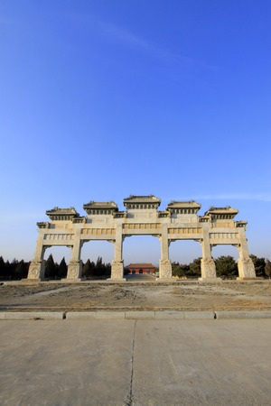 ZUNHUA - DECEMBER 15: The stone arch building landscape, in the Eastern Tombs of the Qing Dynasty, on december 15, 2013, ZunHua, hebei province, China. 
のeditorial素材
