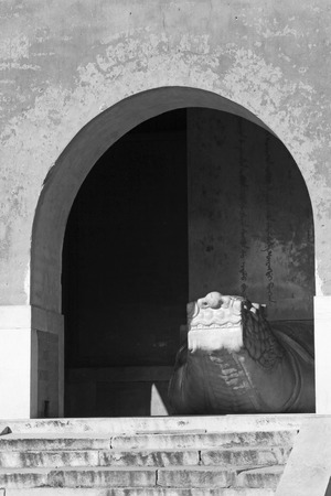 huge turtle stone carving, in the Eastern Tombs of the Qing Dynasty, on december 15, 2013, ZunHua, hebei province, China. 
のeditorial素材