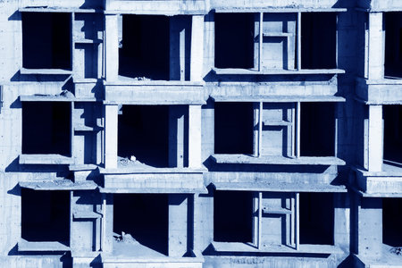 Cast-in-situ concrete high-rise building, closeup of photo