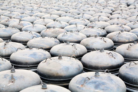 the pressure tanks put in a warehouse workshop