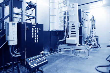 TANGSHAN - DECEMBER 22: The Solar energy production equipment, in a manufacturing enterprise on december 22, 2013, tangshan, china. のeditorial素材