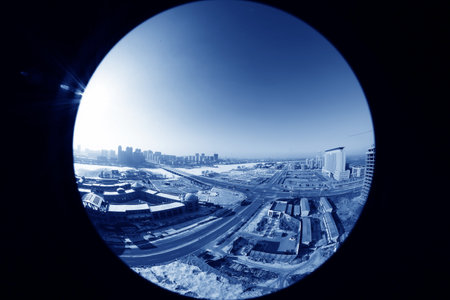 Unfinished building site after a snow
